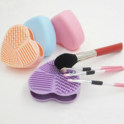 [Australia] - AKOAK Makeup Brush Cleaner Heart Shaped Silicone Multi Texture Surface Cosmetic Brushes Cleaning Necessary Tools Washing Brushegg (1pc,Pink) 