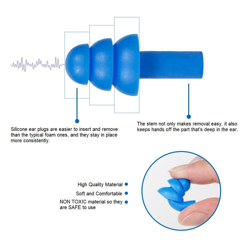 [Australia] - 50 Pair Silicone Ear Plugs in Plastic Cases NRR 28dB Soft Reusable Washable Comfortable for Swimming Adults Earplugs Water Shower Surfing Sports 50 Pair (Pack of 1) 