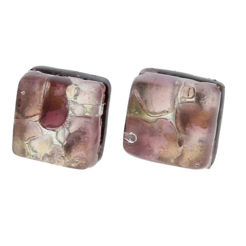 [Australia] - GlassOfVenice Murano Glass Venetian Reflections Necklace and Earrings Set - Purple Silver 