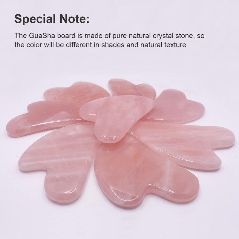 [Australia] - Bounabay Rose Quartz Gua Sha Massage Tool with Gift Bag, Top Sheerness Natural Jade Massage Stone for Facial Body Skincare, SPA Acupuncture Therapy Trigger Point Treatment Caring Pink Heart Shape 