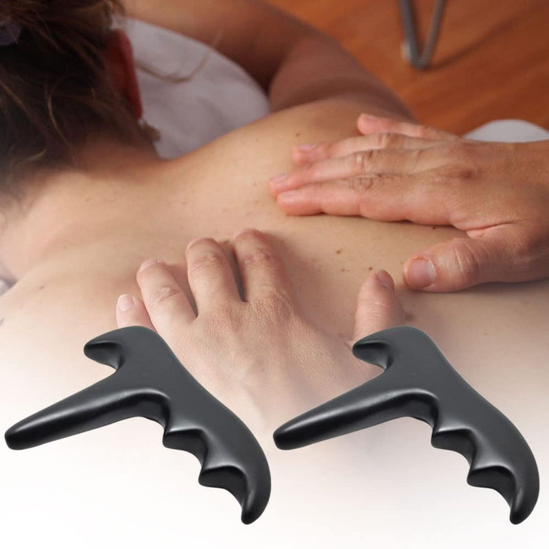 [Australia] - Trigger Point Massager T Type Trigger Point Natural Hot Stones Massage Black Manual Foot Massager Suitable for Pressure Point Massage Feet Neck Face Back 