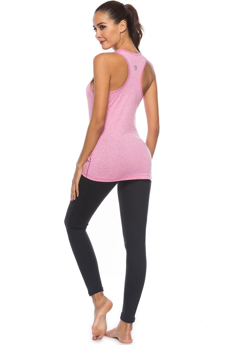 [Australia] - JINSHI Women Activewear Vest Workout Running Shirts Dry Fit Yoga Racerback Tank Tops 3 Pack XL Green/Pink/Orange 