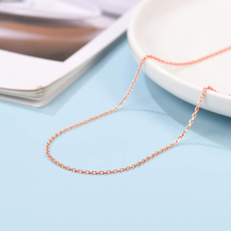 [Australia] - 925 Sterling Silver 18K Gold Platinum Rose Gold Plated Rolo/Box Cable/Melon Chain for Women Girls, Slim Chain with Lobster Clasp 1 mm/1.5 mm/1.6 mm/2mm/3mm, 16" 18" 20" 22" 24" 26" 22.0 Inches 1 (a). cable chain-rose gold plated silver (1.5mm) 