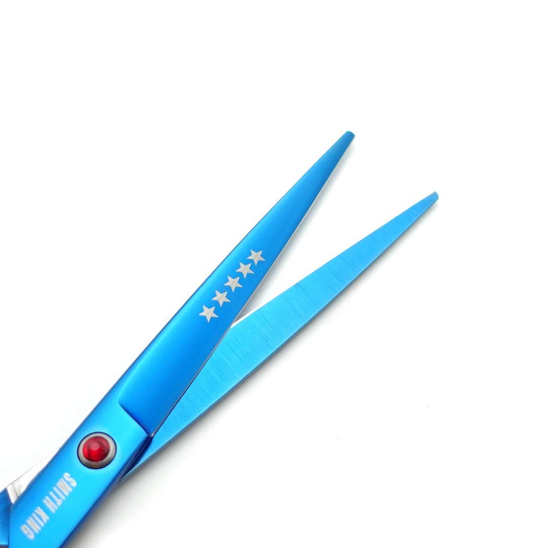 [Australia] - 7.0 inch hair scissors set Hair cutting scissors & thinning scissors with razor combs in 1 set (Blue) 