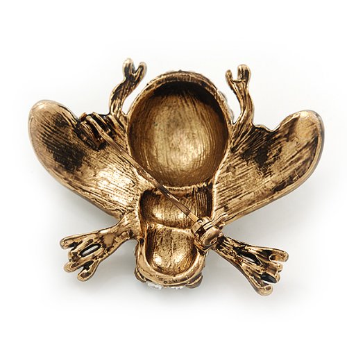 [Australia] - Avalaya Swarovski Crystal Bee Brooch (Burn Gold Metal) - 4.5cm Length 