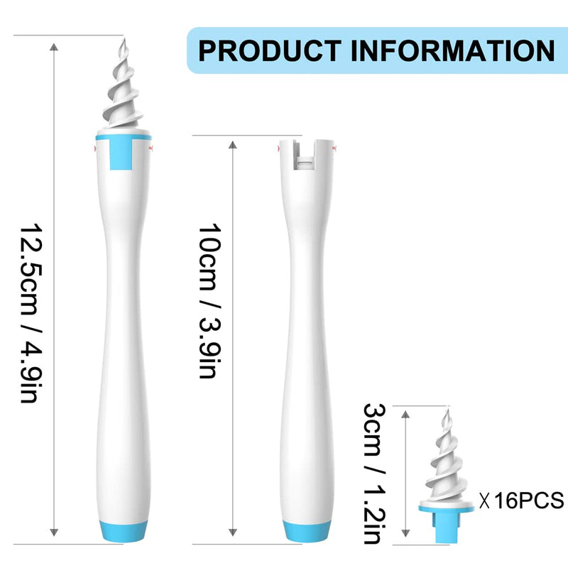 [Australia] - 2022 Spiral Ear Wax Removal Tool, Ear Cleaner kit Q-Grips Earwax Remover with 16 Pcs Soft Replacement Tips Suitable for Adult & Kids (Blue) 