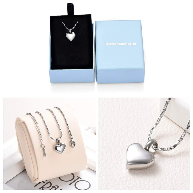 [Australia] - Imrsanl Small Heart Cremation Urn Necklace for Ashes Stainless Steel Memorial Ash Pendant Keepsake Jewelry Silver 