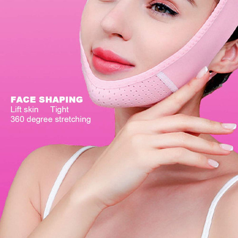 [Australia] - Adjustable Facial Slimming Strap, Double Chin Reducer Breathable V Line Face Tightening Lifting Belt Elastic Face Shaping Slimming Bandage 