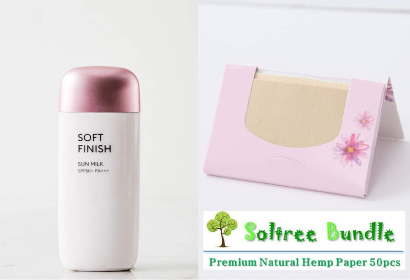 [Australia] - SoltreeBundle All Around Safe Block Soft Finish Sun Milk 70ml (SPF50+/PA+++) with SoltreeBundle Oil Blotting Paper 50pcs 