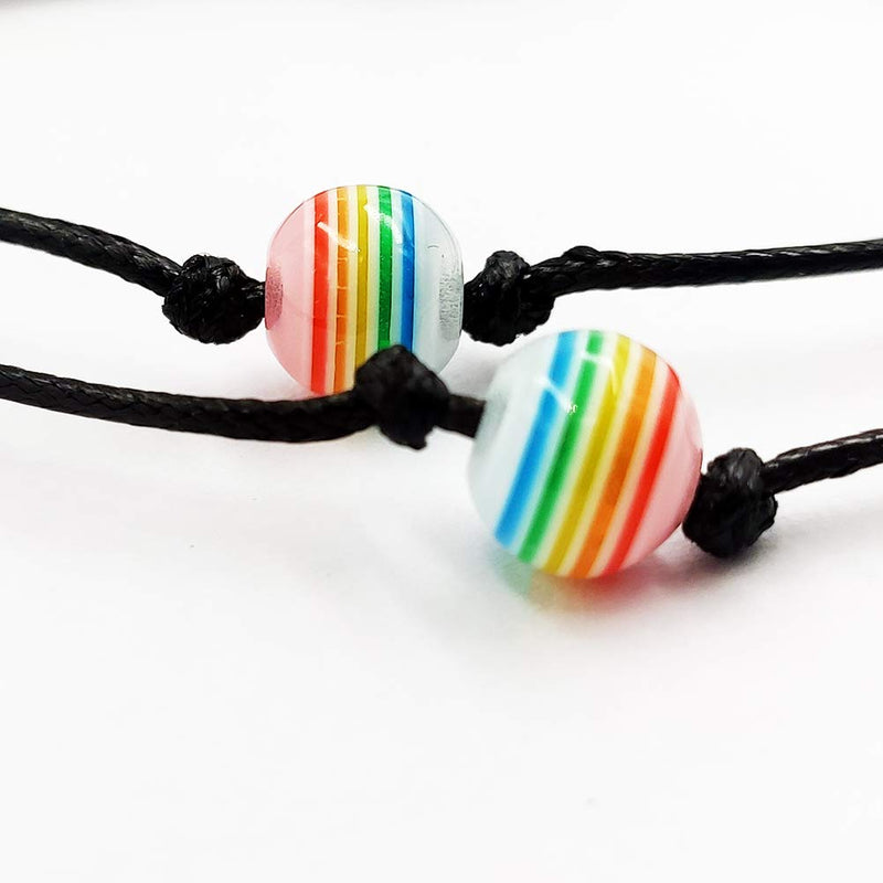 [Australia] - nylry 2 Pcs Rainbow LGBTQ Bracelet for Lesbian & Gay Pride LGBT Beaded String Couple Bracelets Handmade Adjustable Engagement Wristband for Women Men Jewelry A 