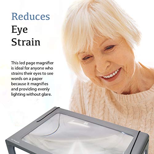 [Australia] - 3X Large Full Page Magnifier with 12 LED Lights[Provide Evenly Lit Viewing Area], Foldable Flip-Out Legs, Dual Power Supply Modes- Ideal for Hands Free Reading, Low Vision, Seniors with Aging Eyes 