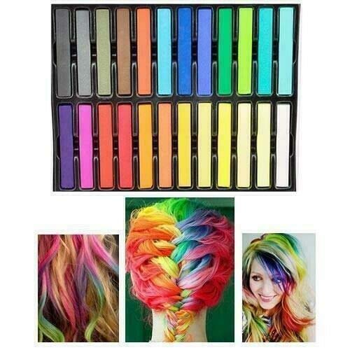 [Australia] - Hair Chalk, 24 Colors Set Non-Toxic Temporary Hair Color Chalk Dye Soft Pastels for Women and Girls Hair 