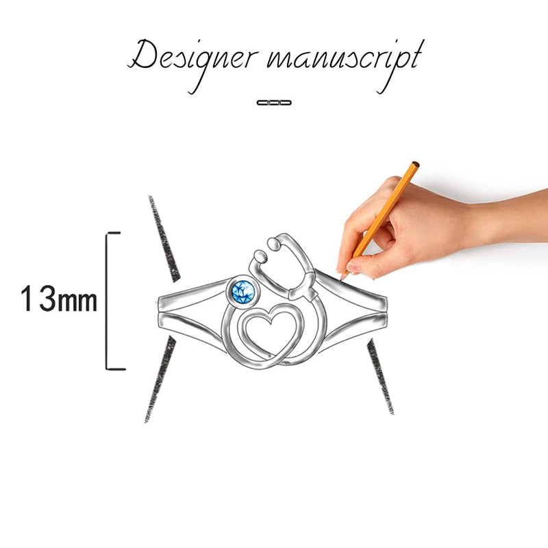 [Australia] - Nurse Stethoscope Ring for Women Sterling Silver BSN Graduation Future Doctor Gifts Medical Student Rn Nurses Jewelry 7 