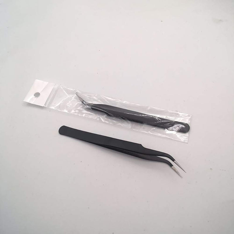 [Australia] - UUYYEO 4 Pieces Stainless Steel Anti-Static Tweezers Set for Eyelash Extension Straight and Curved Pointed Tweezers 