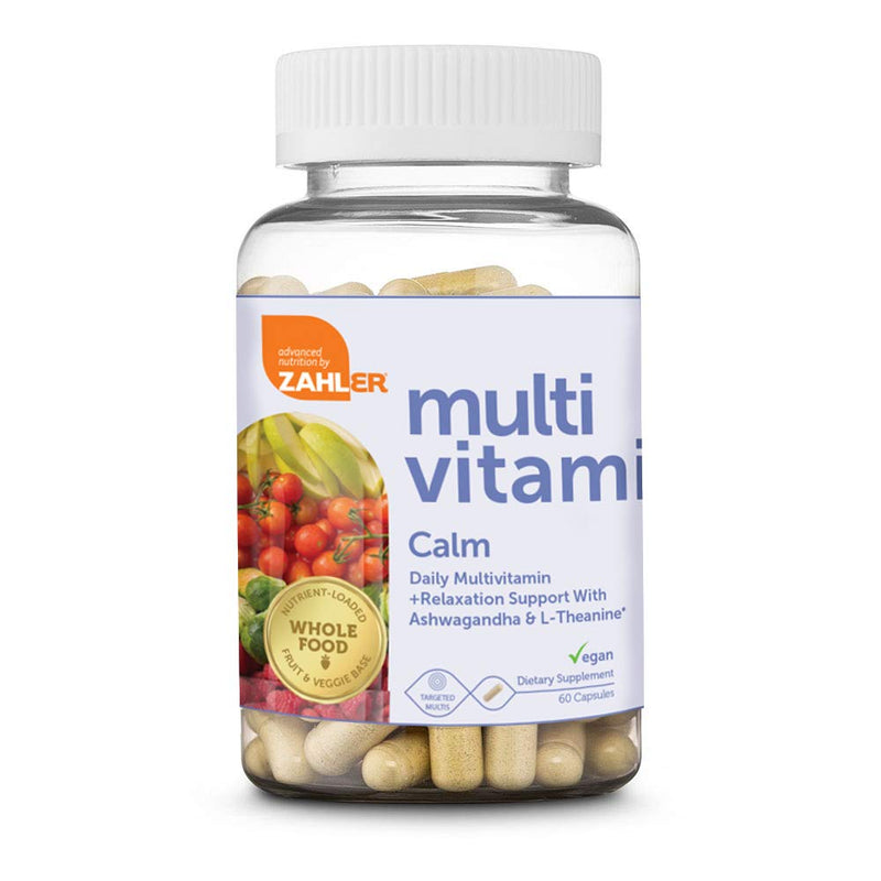 [Australia] - Zahler Multivitamin Calm, Daily Multivitamin +Relaxation Support, Multivitamin for Women and Men with Iron, Certified Kosher, 60 Capsules 
