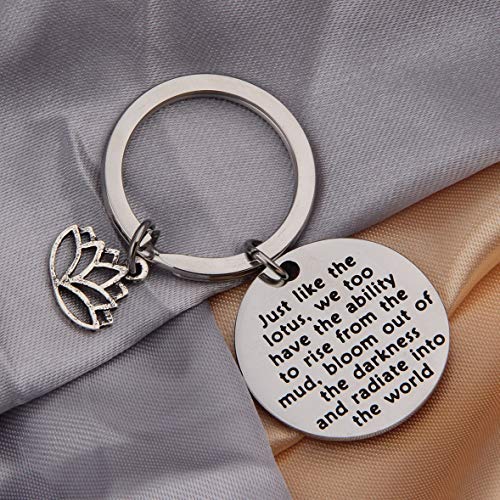 [Australia] - QIIER Lotus Keychain Yoga Karma Inspirational Keychain Best Friend Gift Yoga Lovers Gift silver 