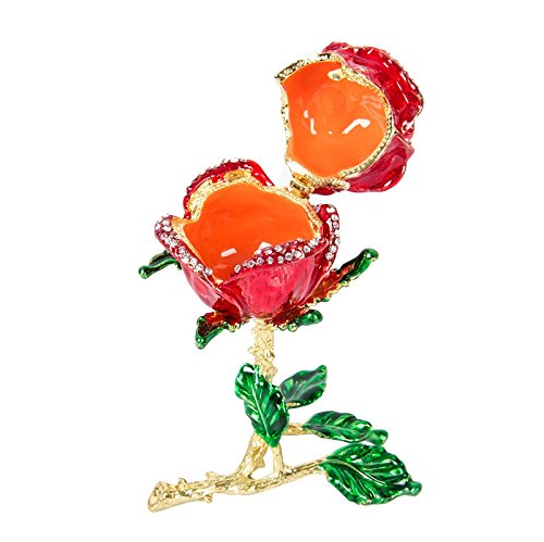 [Australia] - QIFU-Hand Painted Enameled Rose Shape Decorative Hinged Jewelry Trinket Box Unique Gift For Valentine's Day 