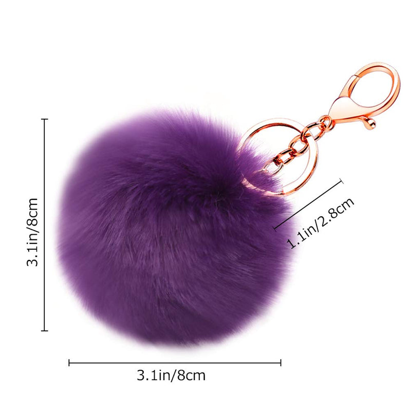 [Australia] - Soleebee Soft Artificial Rabbit Fur Keychain Plush Ball Key Ring Cute Pom Pom Bag Charm for Women Girls Beige 