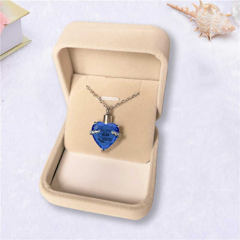 [Australia] - PREKIAR Cremation Urn Necklace for Ashes Heart Pendant Jewelry Memorial Pendant Stainless Chain with Fill Kit and Gift Box-Your Wings were Ready Bluevoilet 