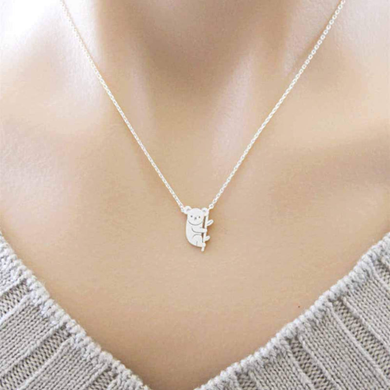 [Australia] - JczR.Y Cute Koala Bear Necklace Pendant Simple Lovely Australian Bear Woodland Animal Necklace for Women Girls B:Silver Koala 