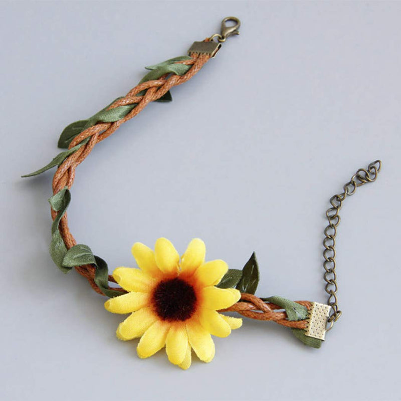 [Australia] - Aukmla Boho Sunflower Anklets Yellow Foot Jewelry Barefoot Sandal Bracelet Ankle Jewelry for Women and Girls 