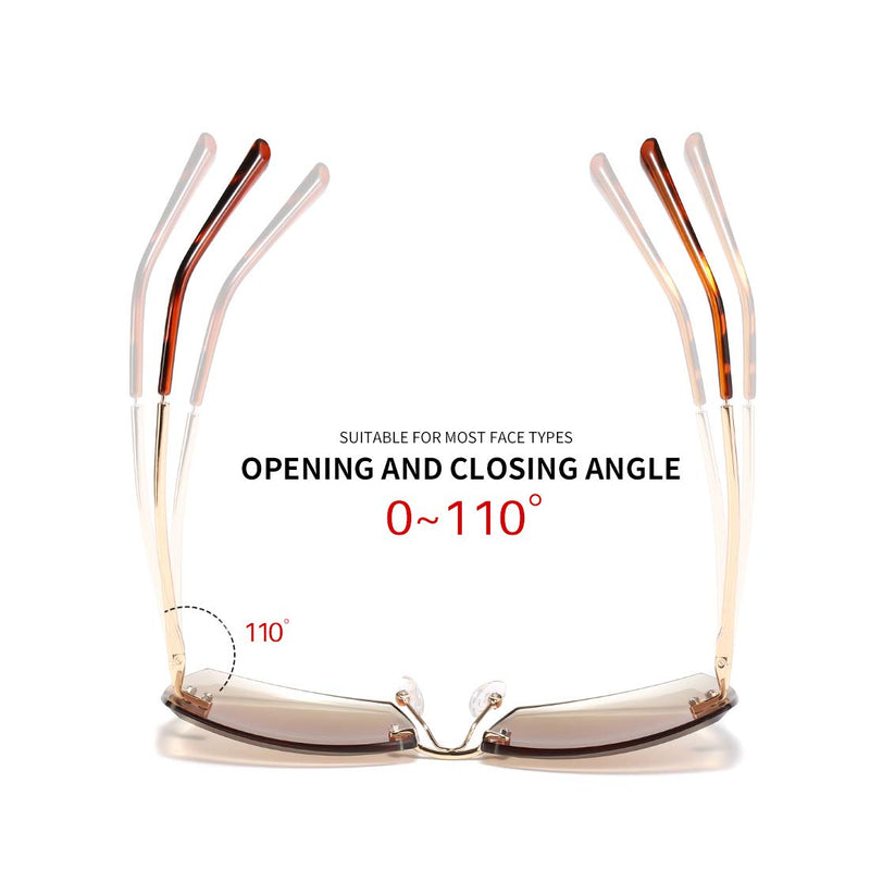 [Australia] - AEVOGUE Sunglasses For Women Oversized Rimless Diamond Cutting Lens Sun Glasses AE0534 Gold Frame/Brown Lens 