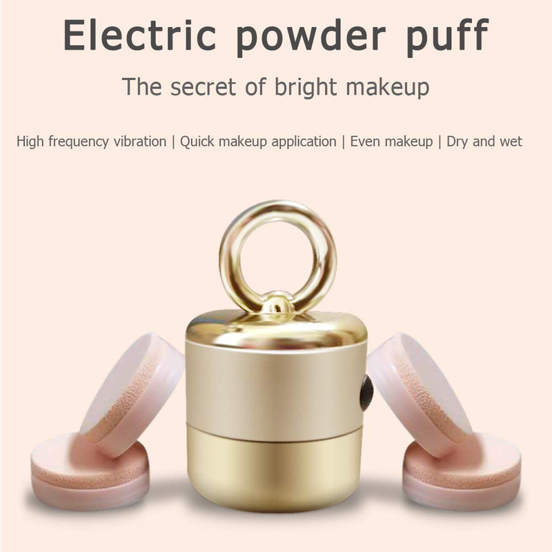 [Australia] - Electric Powder Puff With 5 Makeup Sponges-Powder Puff For Body Powder-Two Using Methods-The Makeup is very even,hands are not soiled-suitable for various cosmetics[Golden] 