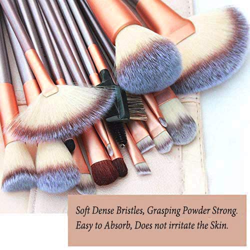 [Australia] - NEVSETPO Premium Makeup Brushes 24Pcs Girls Makeup Brushes Professional for Kabuki Foundation Powder Contour Blending Blush Eye Shadow Travel PU Bag Included, Solid Wood Handle Cruelty-Free Bristle Champagne 24 Count 