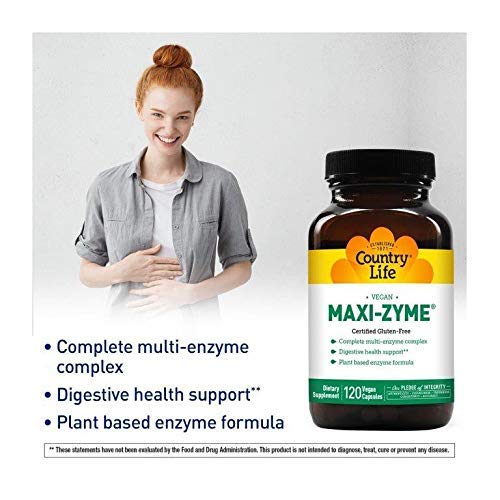 [Australia] - Country Life Maxi-Zyme Caps - 120 Vegetarian Capsules - Digestive Enzyme Complex to Support Maximum Digestive Power 120 Count (Pack of 1) 
