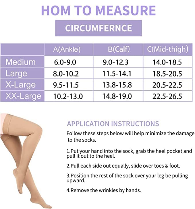 [Australia] - Evolyline Thigh High Compression Stockings for Women & Men 20-30 mmHg, Medical Closed Toe Firm Graduated Support Compression Socks for Varicose Veins, Edema, Flight Running Flying Pregnancy Travel Beige M 