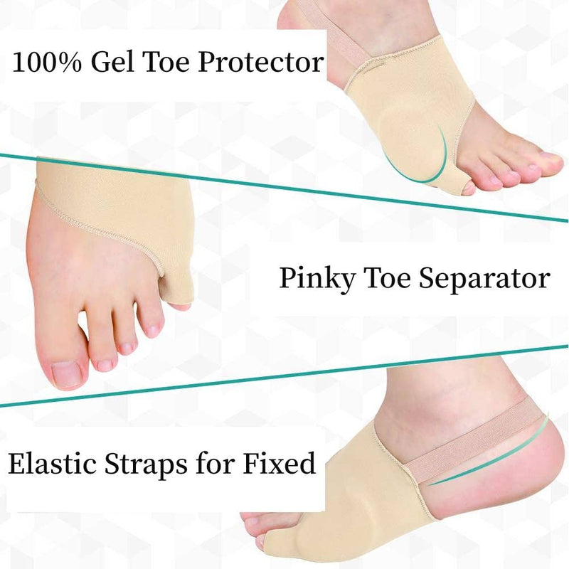 [Australia] - Nofaner Bunion Corrector for Women, Pinky Toe Separator Straightener with Anti-Slip Strap Little Toe Cushions Spacer with Gel Cushion for Toe Pain Relief and Toe Straightening (1 Pair) 