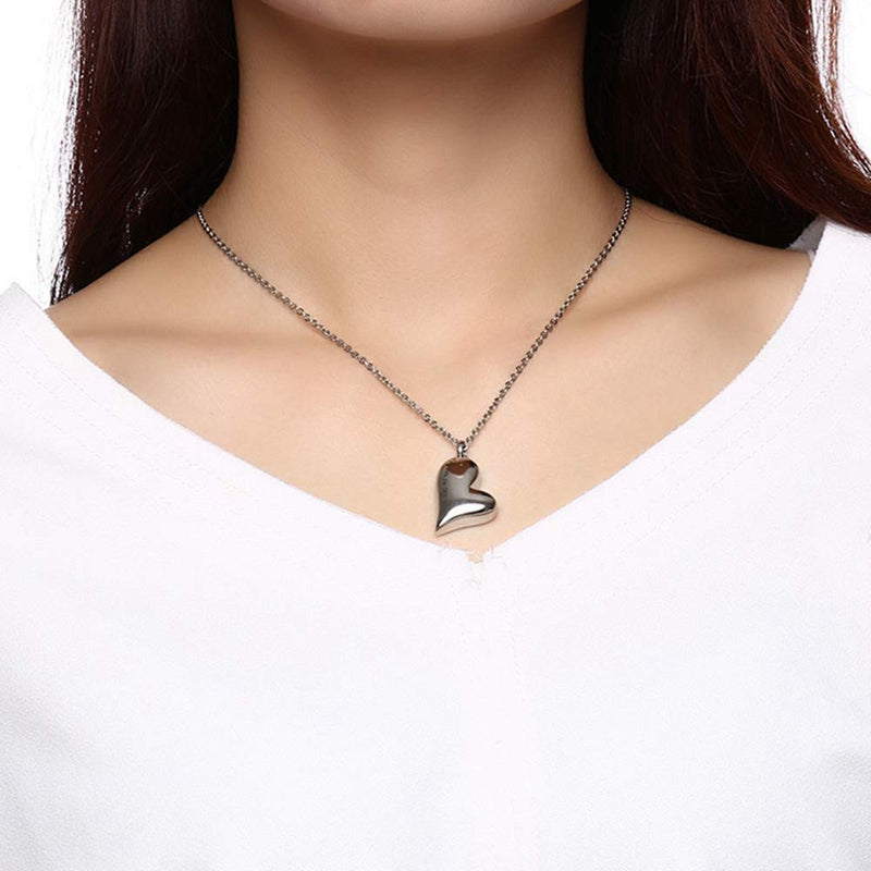 [Australia] - Jude Jewelers Stainless Steel Heart Shaped Loved One Memorial Cremation Ash Urn Pendant Necklace Silver 