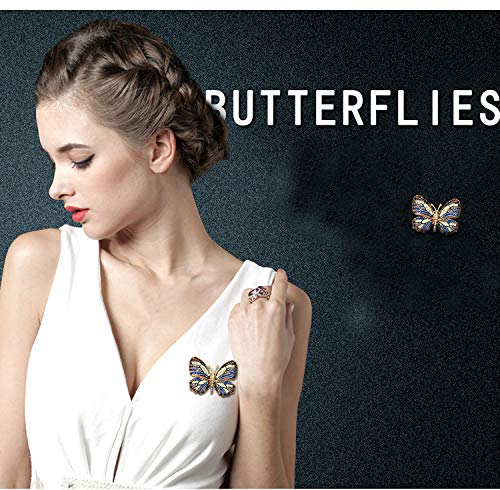 [Australia] - Tvoip Empress Monarch Winged Butterfly Swarovski Crystal Rhinestones Brooch Pin Silver 