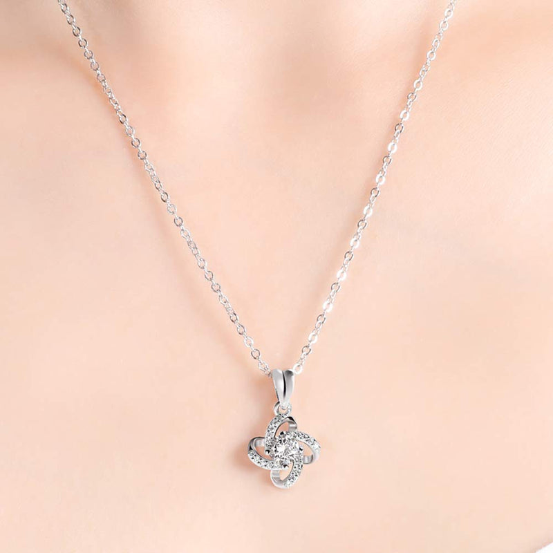 [Australia] - Angemiel 925 Sterling Silver Mother Daughter Necklace 5A Cubic Zirconia Pendant Necklaces for Women Girls 