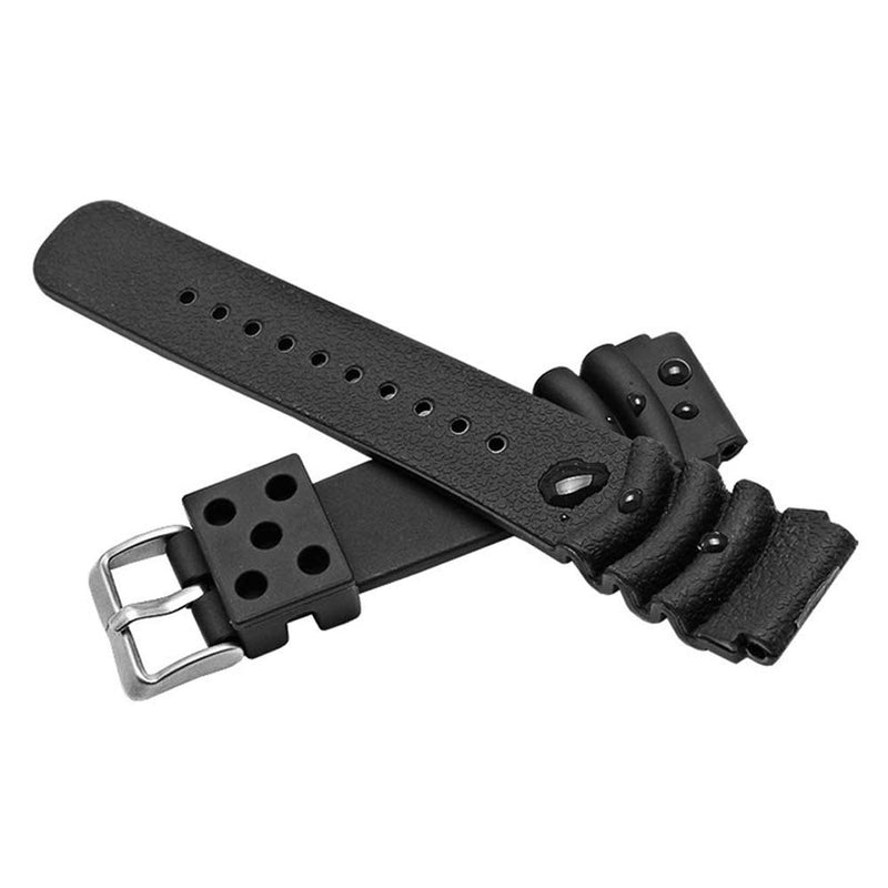 [Australia] - Narako Black Silicone Rubber Curved Line Watch Band 18mm 20mm 22mm 24mm Fit for Seiko Watches Extra Long Replacement Divers Model Sport Watch Strap for Men and Women 