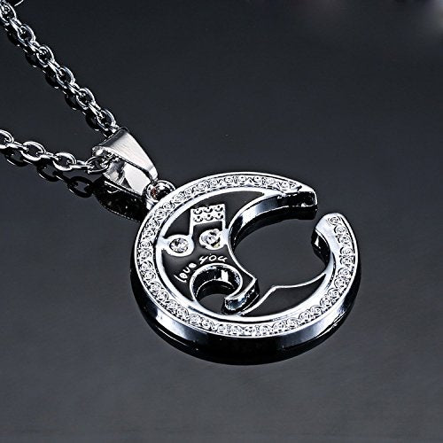 [Australia] - Silver Couples Treble Clef Music Note Love You Forever Necklace Set of 2 Jewelry 