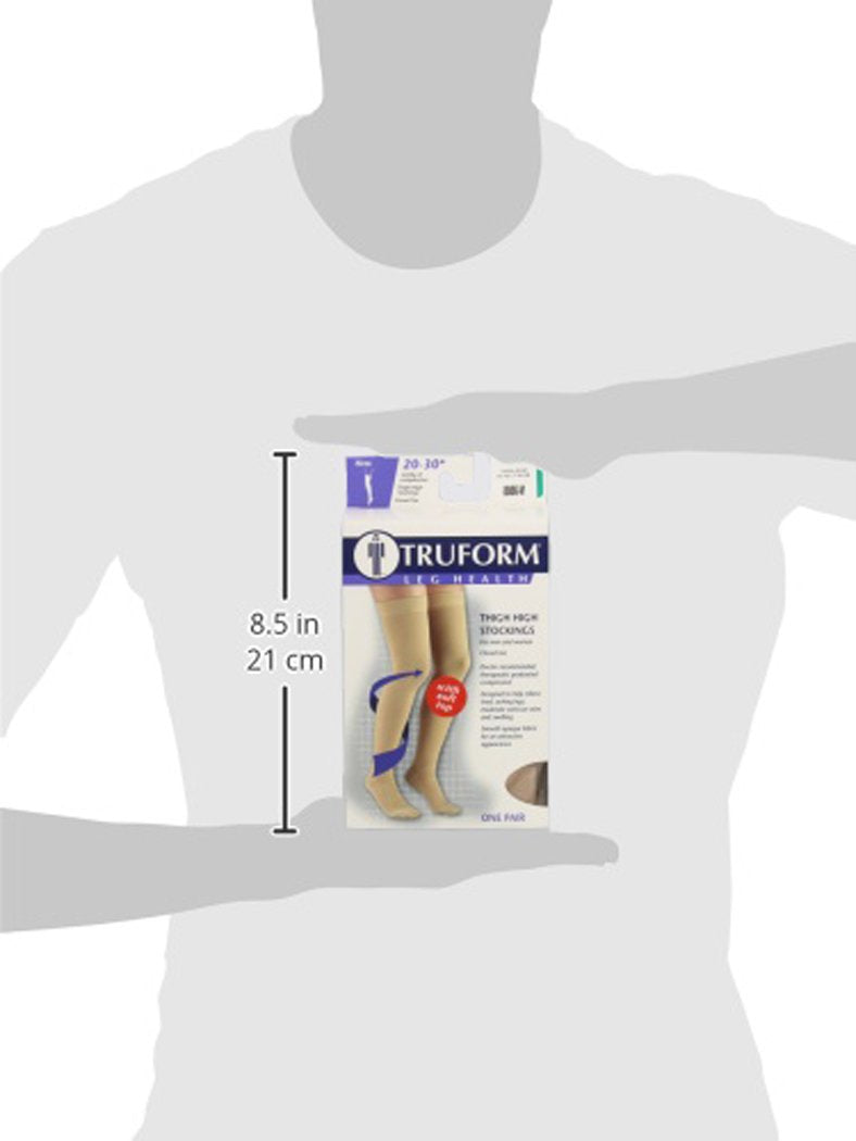 [Australia] - Truform 20-30 mmHg Compression Stockings for Men and Women, Thigh High Length, Closed Toe, Beige, Medium 
