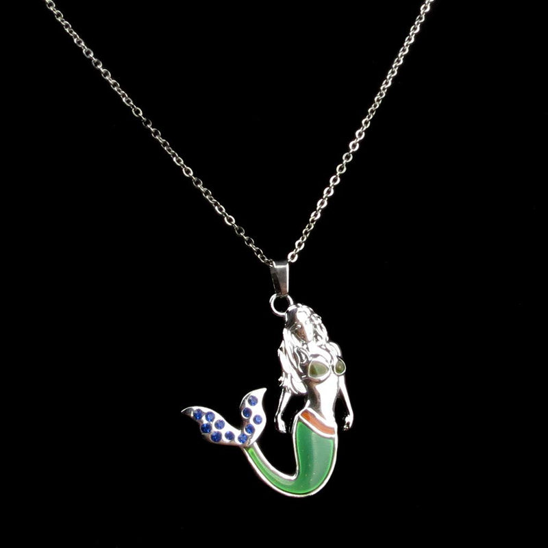 [Australia] - Fineder 1 Pack Mermaid Mood Necklace Color Change Pendant Jewelry for Little Girls with Blue Shell Necklace Gift Box … 