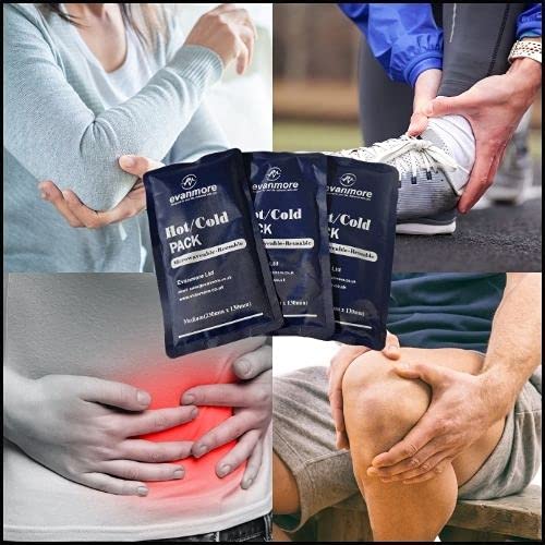 [Australia] - 3 x Evanmore Reusable Hot Cold Gel Pack Packs Large, Luxury - Easy to use - Flexible - Long Lasting - Knee, Shoulder wrap - 13 x 25cm 