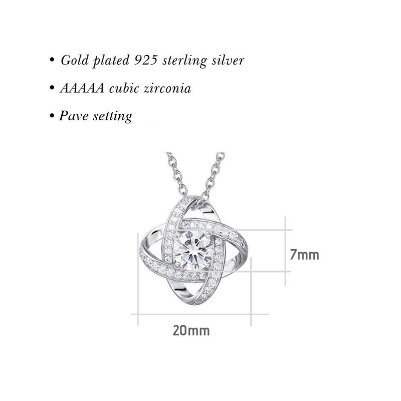 [Australia] - FANCIME White Gold Plated Real Sterling Silver Hypoallergenic Stunning Cubic Zirconia CZs Big/Large Small Daith Flower Knot Studs Earrings Necklace Set For Women Girls Wedding Bridal 