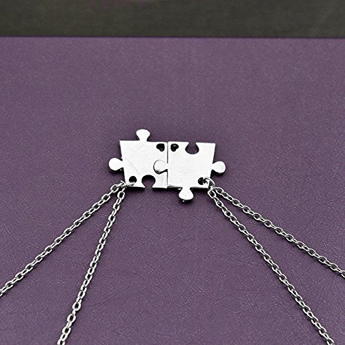 [Australia] - Charm.L Grace 4 Piece Best Friend Necklaces Keychains Friendship Pendant Charm Necklace Set Puzzle XL989 