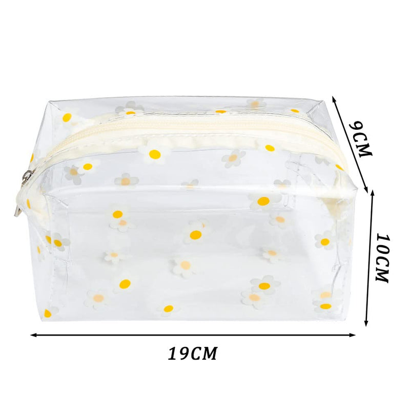 [Australia] - Clear Cosmetic Bags, 2Pcs Clear Cute PVC Fruit Makeup Bag Cute Travel Wash Cosmetic Pouch for Women Girls(Daisy + Love) Daisy+Love 