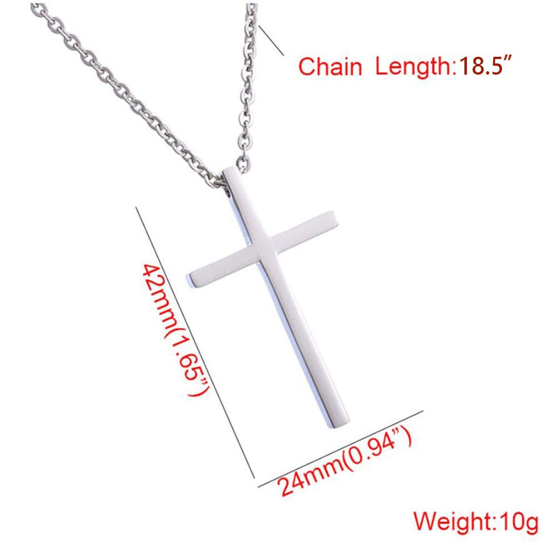 [Australia] - MiniJewelry Silver Cross Necklace Rose Gold Cross Necklace Gold Cross Necklace for Women Stainless Steel Cross Necklace, 18 Inch 