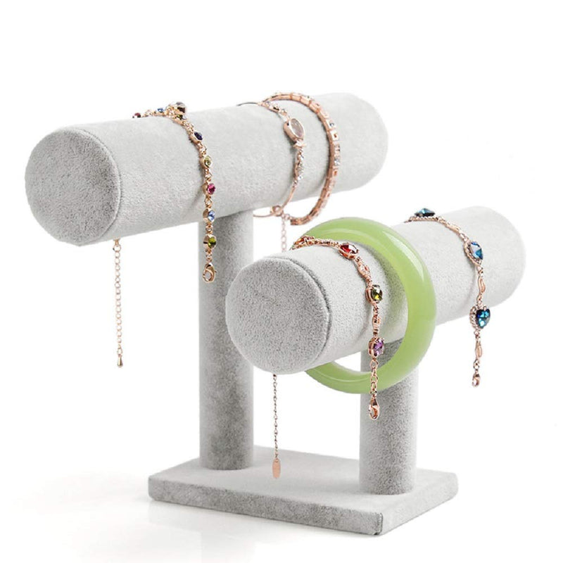 [Australia] - Stratalife Velvet 2 Tier Bracelet Holder Stand Display Watch Jewelry Bangle Organizer Tower Necklace Storage Organizer Grey Velve 