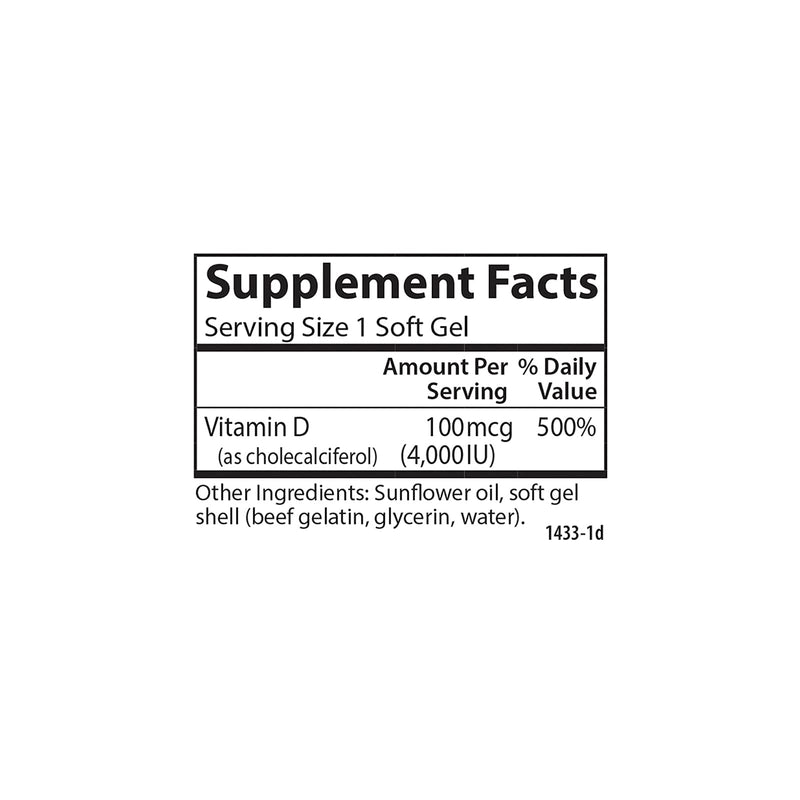 [Australia] - Carlson - Vitamin D3, 4000 IU (100 mcg), Bone & Immune Health, Cholecalciferol Supplement, Gluten Free Vitamin D Capsules, 360 Softgels 