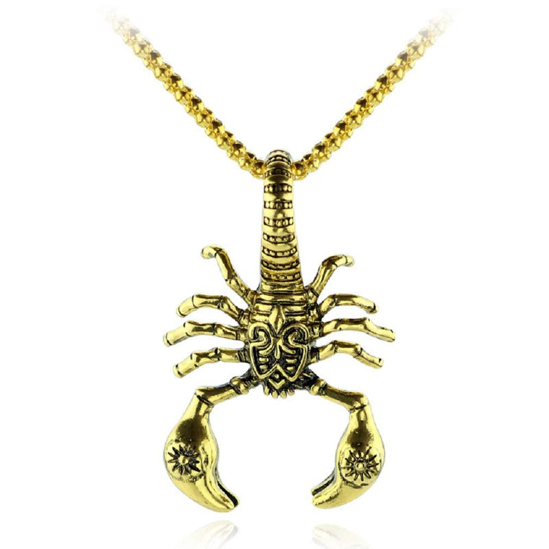 [Australia] - Scorpion Pendant Necklace for Men, Gothic Scorpion King Necklace with 23.6” Chain, Punk Rock Scorpion Amulet Necklace, Scorpio Necklace, Constellation Jewelry Gift for Men Boys Gold 