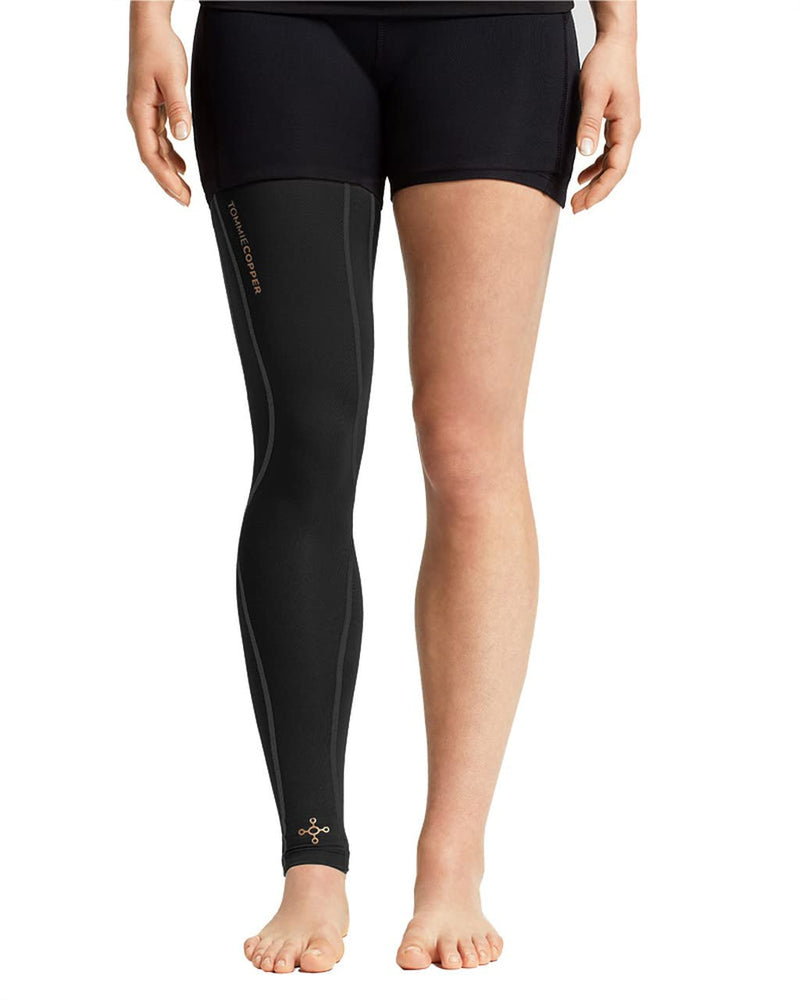 [Australia] - Tommie Copper Unisex Performance Compression Full Leg Sleeve - Black, Large 