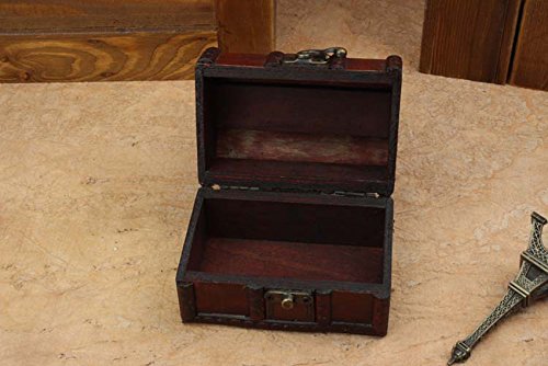 [Australia] - Coolrunner 2pcs Antique Vintage Wooden Box Stamp Flower Small Metal Lock Jewelry Treasure Chest Handmade Retro Wood Organizer Case Box (2 pcs) Brown 