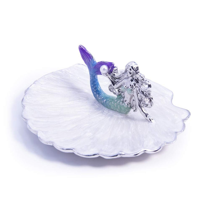 [Australia] - Jewelry Tray Ring Display Holder Mermaid Trinket Dish Home Decorative Plate For Earrings Necklace Bracelet Organizer Display (Blue&Purple) Blue&Purple 