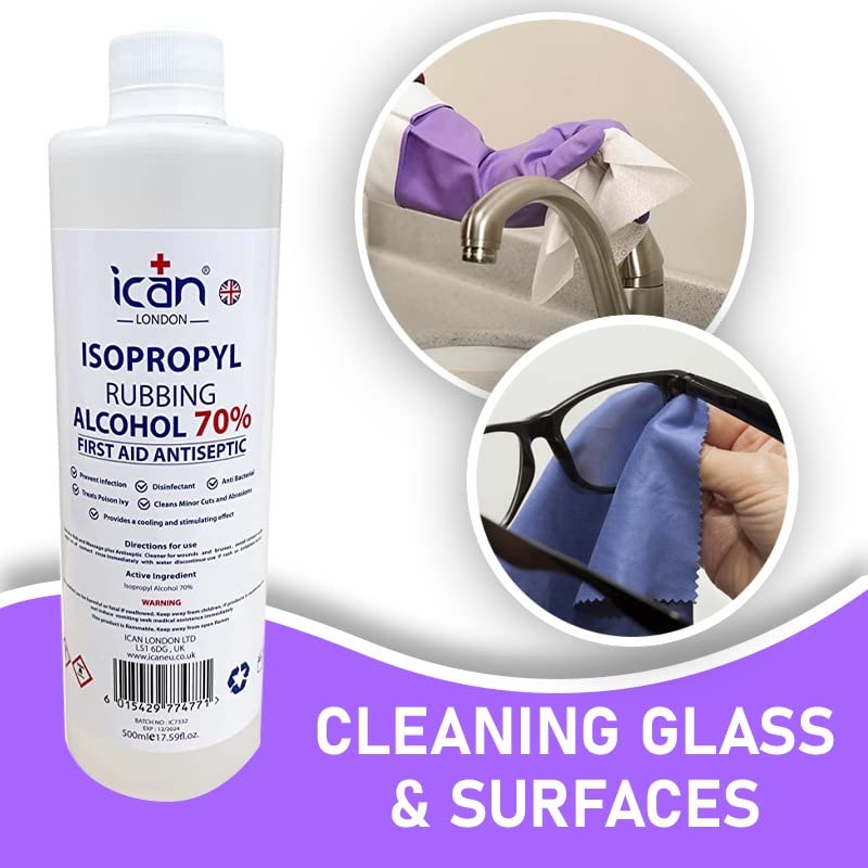 [Australia] - ican london isopropyl rubbing Alcohol 70% First aid Antiseptic 500ml 500 ml (Pack of 1) 
